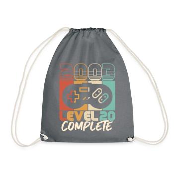 20 Geburtstag Jahrgang 2003 Level 20 Complete - Turnbeutel - Grau - Vorne