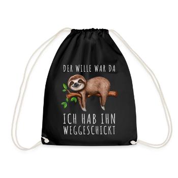 Der Wille war da ich hab ihn weggeschickt Faultier - Turnbeutel - Schwarz - Vorne