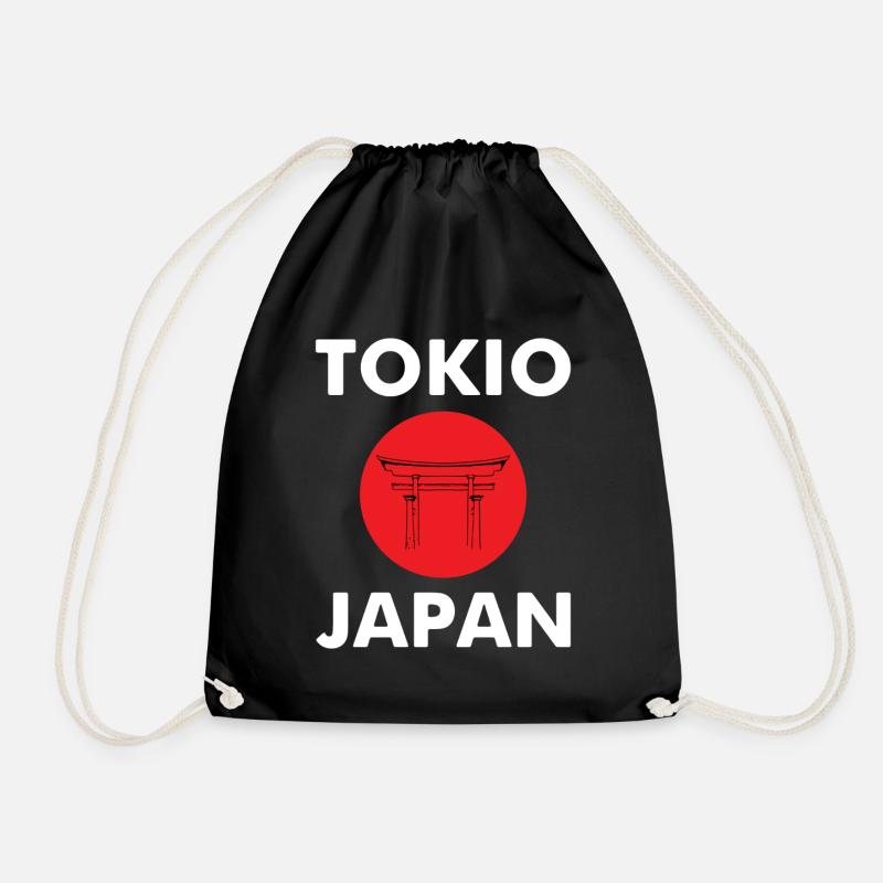Japan Torii Silhouette auf roter Sonne - Turnbeutel - Schwarz