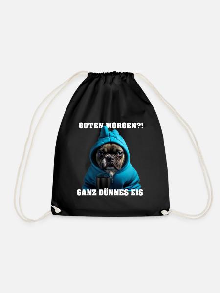 Französische Bulldogge mit Hoodie Ganz dünnes Eis - Turnbeutel - Schwarz