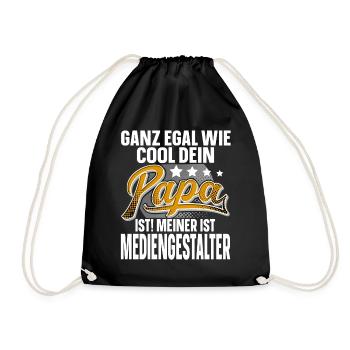 Mediengestalter Papa Vater Vatertag Cooler Papa - Turnbeutel - Schwarz - Vorne