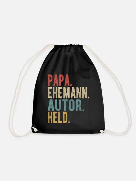 Autor Papa Ehemann Held - Turnbeutel - Schwarz