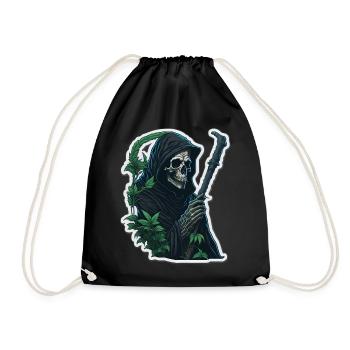 Grim Reaper with grass - Drawstring Bag - black - Front