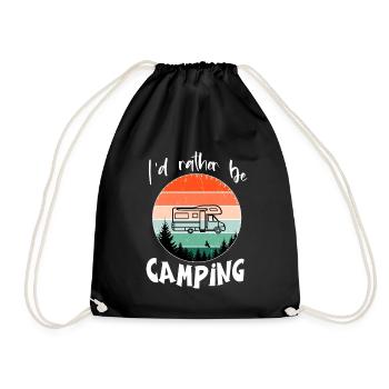 I'd rather camp Vintage RV Forest - Drawstring Bag - black - Front