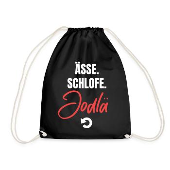 Essen, schlafen, jodeln, repeat! - Turnbeutel - Schwarz - Vorne
