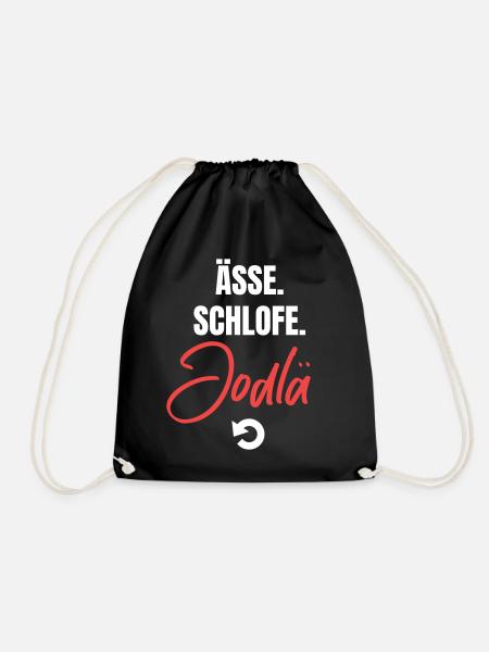 Essen, schlafen, jodeln, repeat! - Turnbeutel - Schwarz