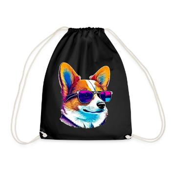 Chien corgi funky - Sac de sport léger - noir - Devant