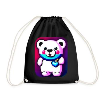 Mignon ours en peluche mignon avec du cœur - Sac de sport léger - noir - Devant