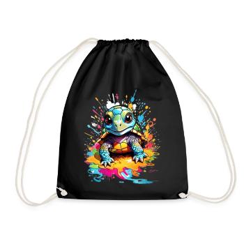 Turtle - Drawstring Bag - black - Front