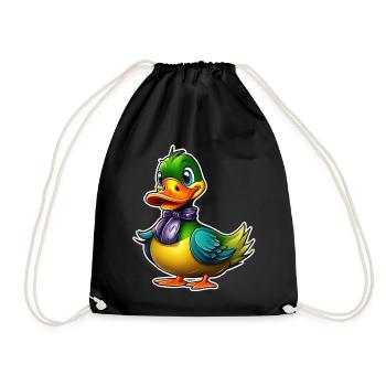 Funny Colorful Duck - Drawstring Bag - black - Front