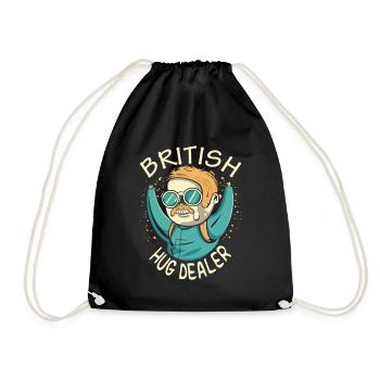 Funny 'British Hug Dealer' Tee - Drawstring Bag - black - Front