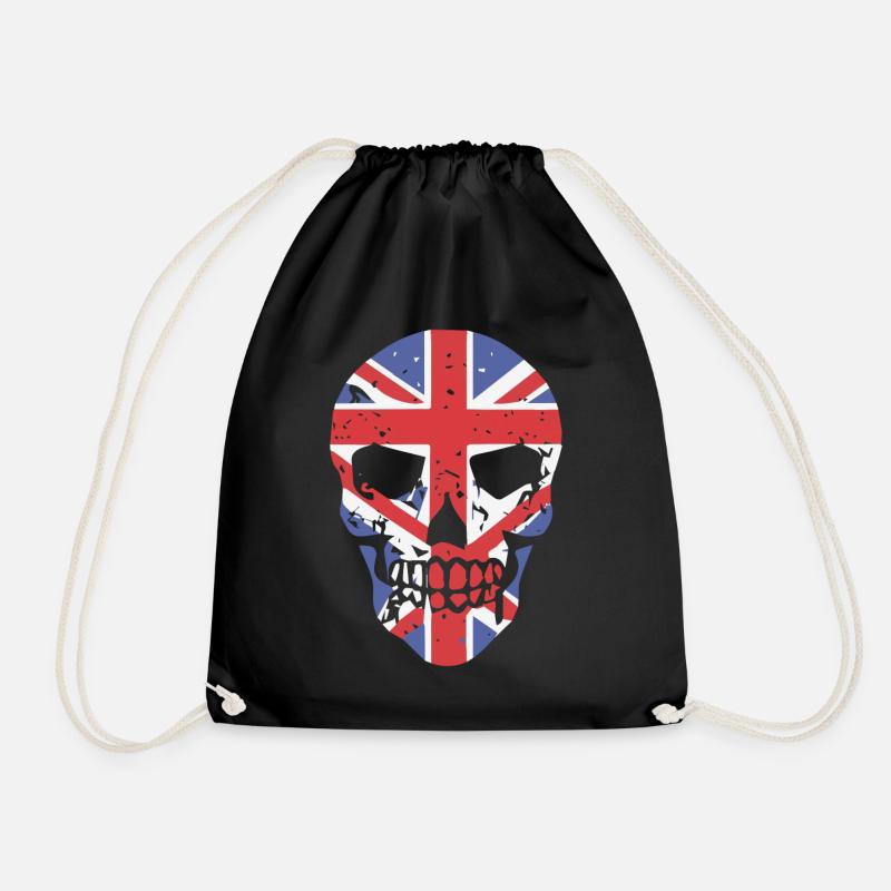 Skull with Union Jack Overlay - Drawstring Bag - black