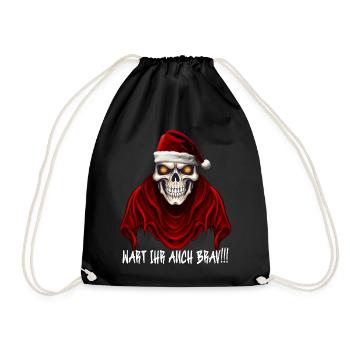 Weihnachtsmann Totenkopf - Turnbeutel - Schwarz - Vorne
