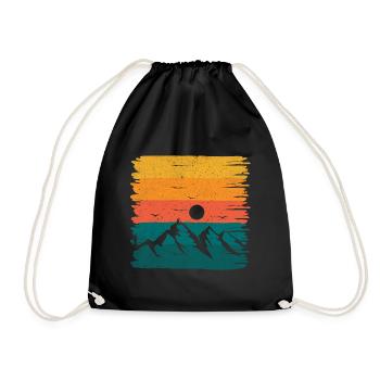Retro mountagne - Drawstring Bag - black - Front