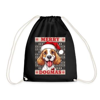Chien Noël laid joyeux dogmes père Noël chapeau - Sac de sport léger - noir - Devant
