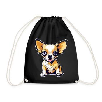 Niedlicher kleiner Chihuahua Hund im Comic Style - Turnbeutel - Schwarz - Vorne
