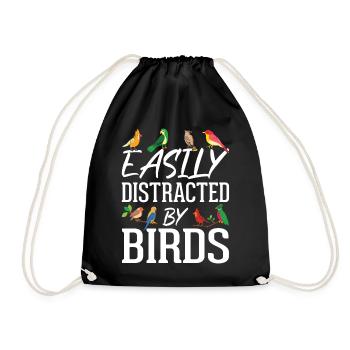 Easily Distracted by Birds - Drawstring Bag - black - Front