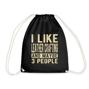 Leather crafting Saying - Drawstring Bag - black - Front