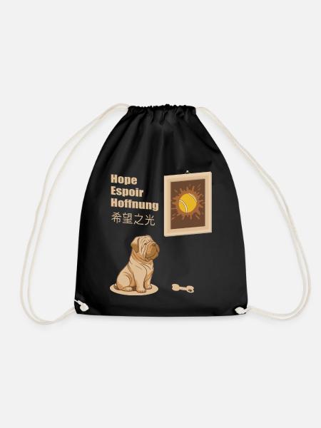 Hund und Tennisball Bild - Turnbeutel - Schwarz