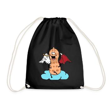 Celestial Peanut Angel Little Devil Cloud Nut - Drawstring Bag - black - Front