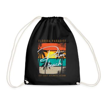 Palm trees beach Summer day - Drawstring Bag - black - Front