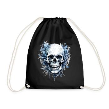 Skull Skull Skeleton Horror Gothic Metal - Drawstring Bag - black - Front
