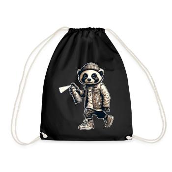 Panda Graffiti Bombe aérosol Street Art - Sac de sport léger - noir - Devant