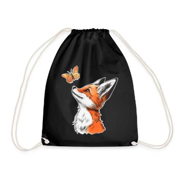 Renard avec papillon - Sac de sport léger - noir - Devant