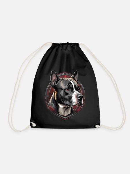 American Staffordshire Head - Drawstring Bag - black