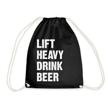 Lift Heavy Drink Beer - Drawstring Bag - black - Front