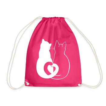Liebevolle Katzen Silhouette Kunst - Turnbeutel - Fuchsia - Vorne