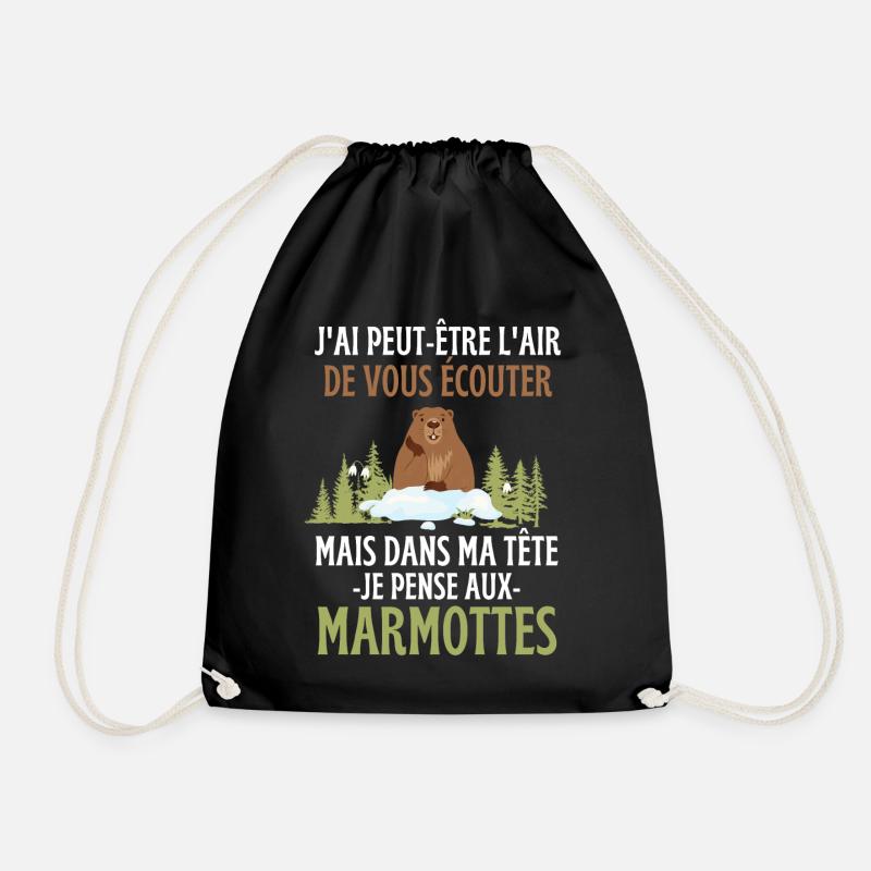 Dans ma tête je pense aux marmottes - Sac de sport léger - noir