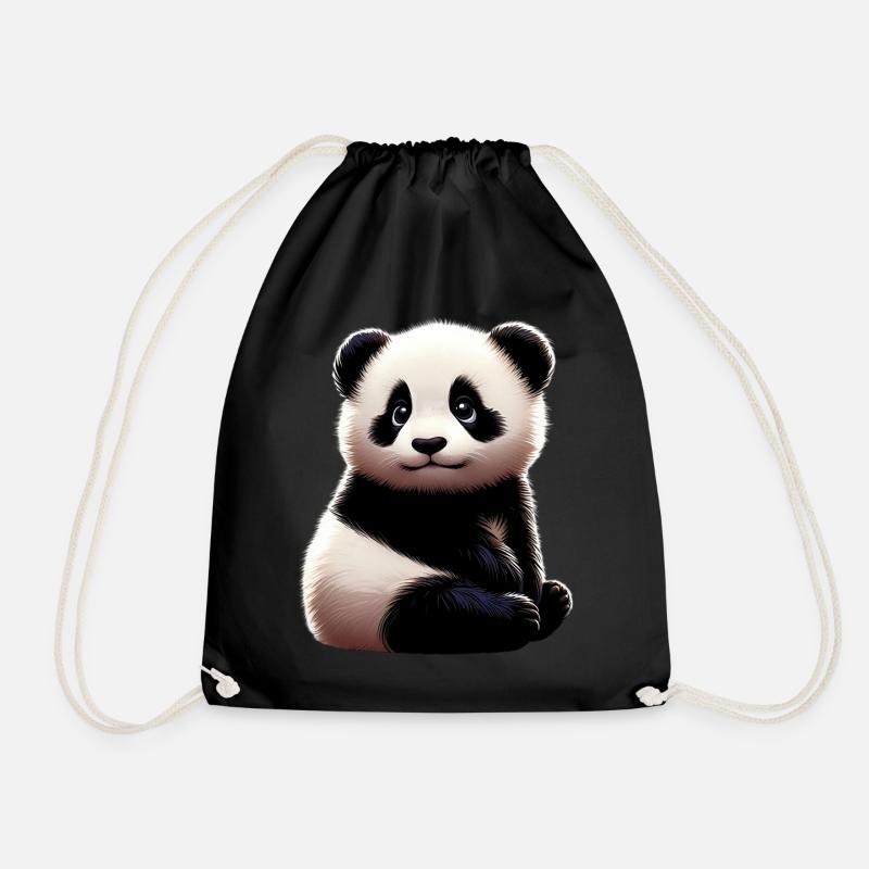 Panda - Drawstring Bag - black