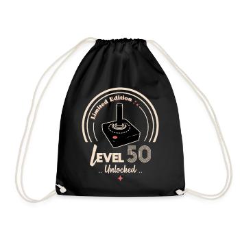Design Badge Level 50 Retro Console - Drawstring Bag - black - Front