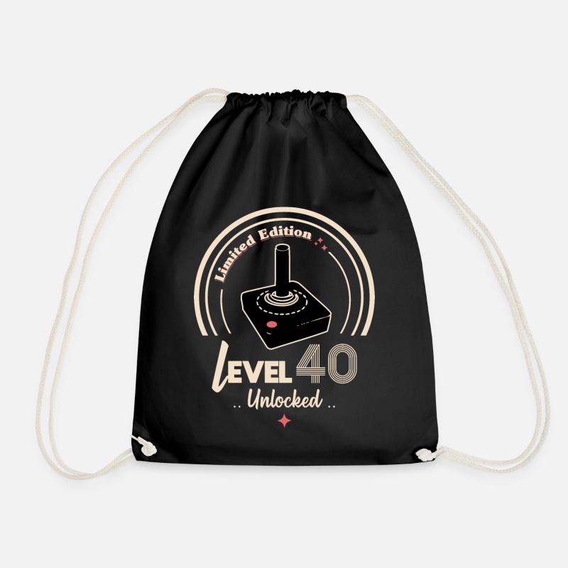 Design Gaming Level 40 freigeschaltet - Turnbeutel - Schwarz