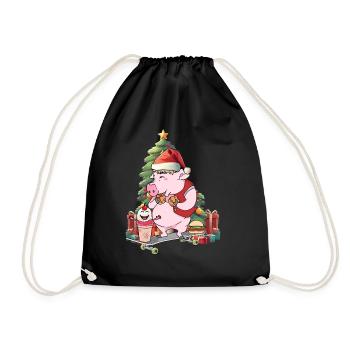 Nikolaus Ferkel Santa Bescherung Christmas Skater - Turnbeutel - Schwarz - Vorne