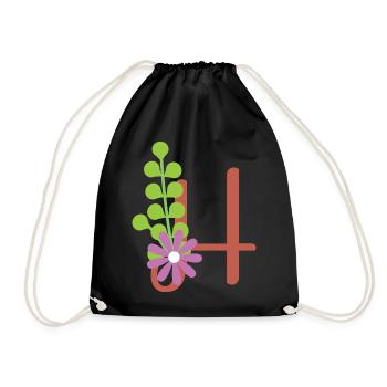 Eleganter Buchstabe 'H' mit Blumen - Turnbeutel - Schwarz - Vorne