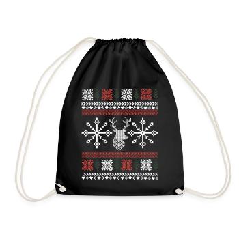 Motif rétro Noël - Sac de sport léger - noir - Devant