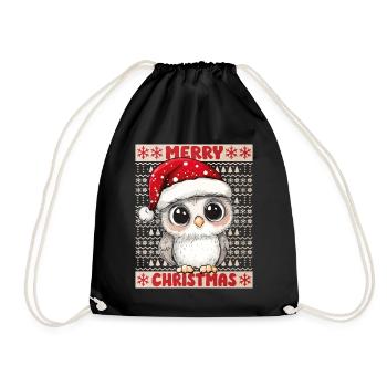 Owl Ugly Christmas Christmas Xmas Cute Cute - Drawstring Bag - black - Front
