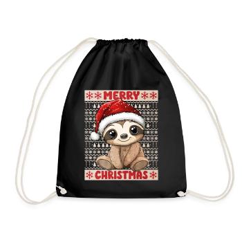 paresseux Noël Noël Noël mignon - Sac de sport léger - noir - Devant
