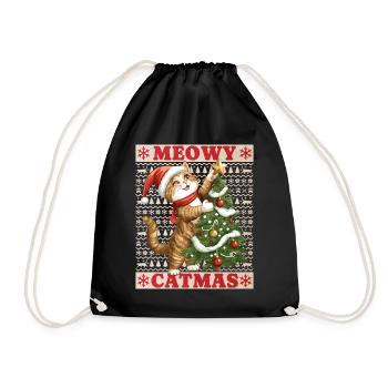 Chat Arbre de Noël Noël Noël Mignon Drôle - Sac de sport léger - noir - Devant