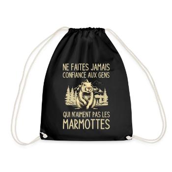 pas confiance gens qui n aiment pas les marmottes - Sac de sport léger - noir - Devant