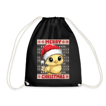 Chicken Chick Ugly Christmas Christmas Xmas Cute - Drawstring Bag - black - Front