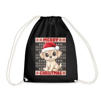 Dog Ugly Christmas Christmas Xmas Cute Cute - Drawstring Bag - black - Front