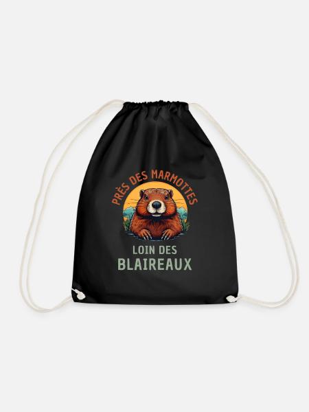 Humour marmotte randonnée Rando nature - Sac de sport léger - noir