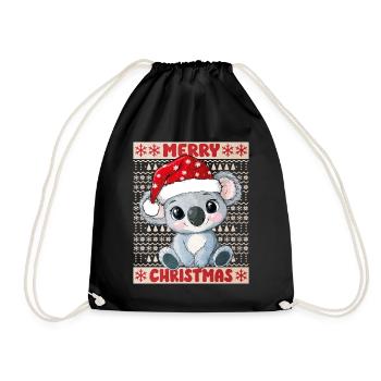 Koala Koala Bear Ugly Christmas Christmas Xmas Cute - Drawstring Bag - black - Front