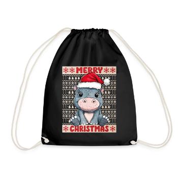Hippopotame Noël laid Noël Noël doux - Sac de sport léger - noir - Devant