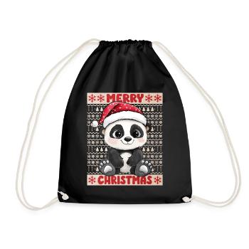 Panda Ours Noël Mignon Noël mignon Noël - Sac de sport léger - noir - Devant