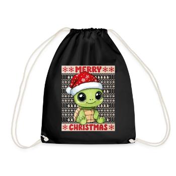 Turtle Ugly Christmas Christmas Xmas Sweet - Drawstring Bag - black - Front