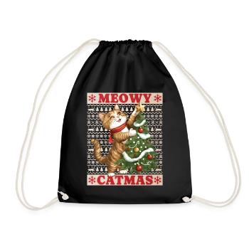 Chat Arbre de Noël Noël Noël Mignon Drôle - Sac de sport léger - noir - Devant